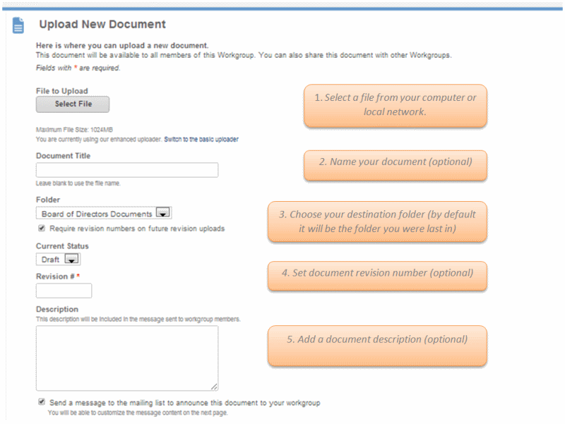 Screenshot of Document Upload